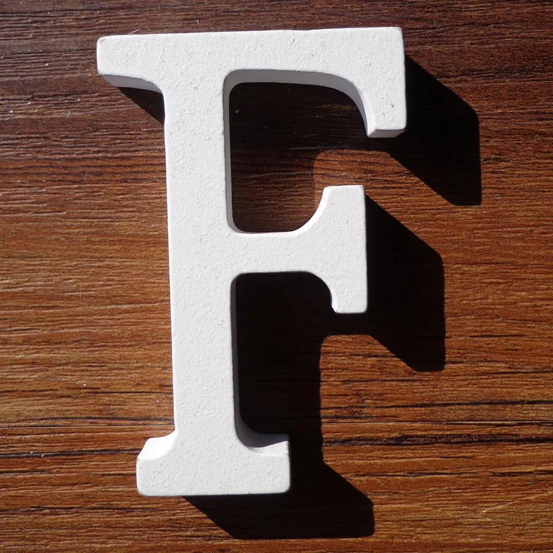 1pc White Wooden Letter English Alphabet DIY Personalised Name Design Art Craft Free Standing Heart Wedding Home Decor - Цвет: F
