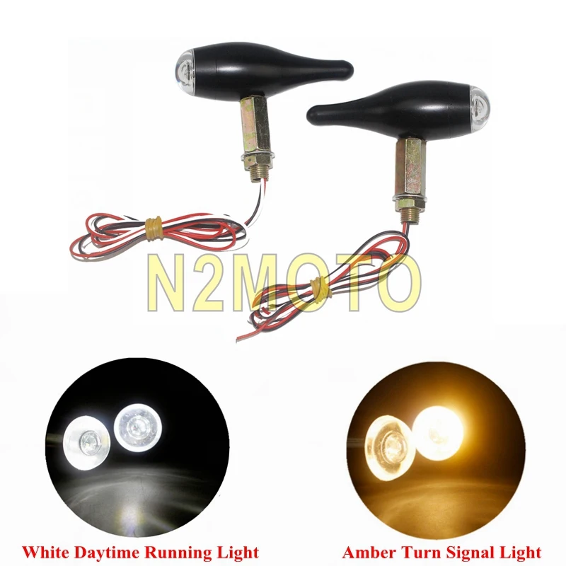 

Motorcycle Custom 2 in 1 LED Turn Signals Light Aluminum Motorbike Indicator Light DRL Amber Blinker Bulb w/ 10mm Hole Fairing