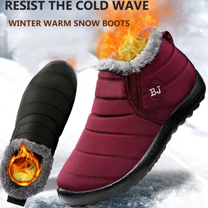 2021 Women Snow Boots Plush New Warm Ankle Boots for Waterproof Men's Boots Female Winter Shoes Keep Warm Flat Unisex Men Shoes