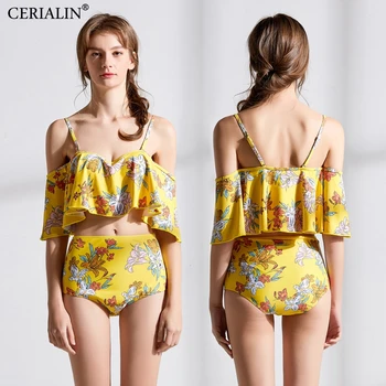 

Hot Sale Fashion Swimming Suit For Women Popular Ruffles Swimwear Two-Piece Swimsuit Bathing Suits Bikini Set Plus Size XL