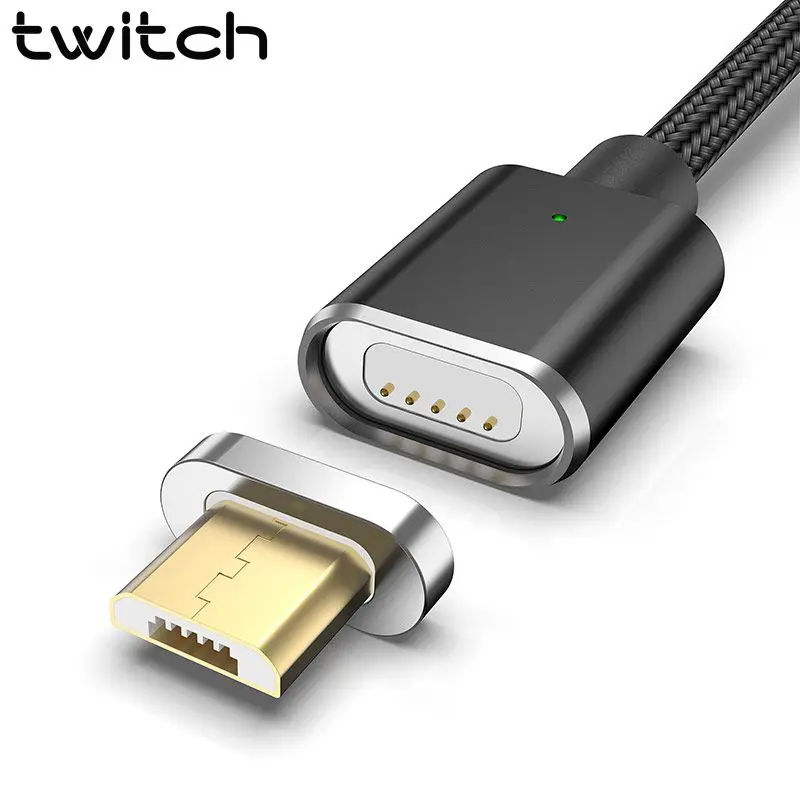 Светодиодный магнитный кабель Twitch T04 Micro USB быстрая зарядка для Samsung Xiaomi Android