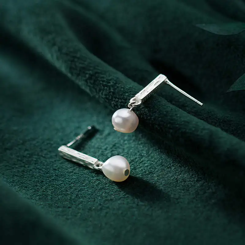 INZATT Real 925 Sterling Silver BaroquePearl Stud Earrings For Fashion Moon Women Party Minimalist Fine Jewelry Accessories Gift - Image 5