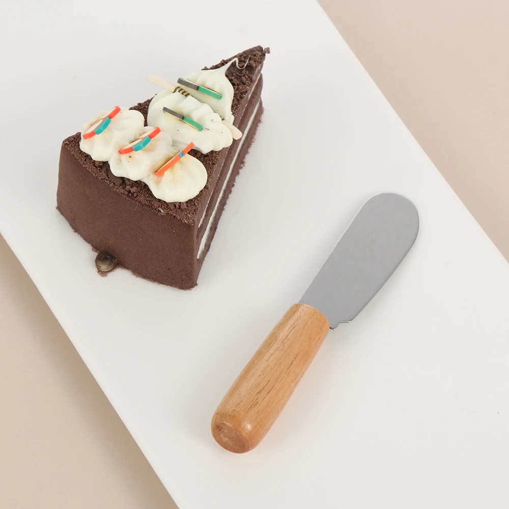 1/2PCS Mini Sandwich Home Butter Cheese Slicer Knife Stainless Steel Spatula Scraper Knives Kitchen Tools with Wooden Handle