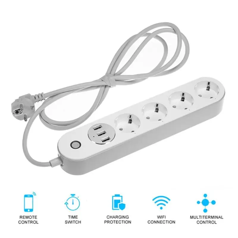 WiFi Smart power Strip Защита от перенапряжения ЕС розетки Plug APP пульт дистанционного управления