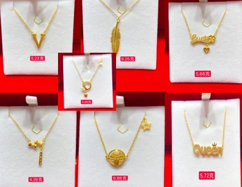 شراءHX 24K عقد ذهب نقي حقيقي AU 999 سلسلة ذهبية صلبة لامعة بسيطة الراقي العصرية الكلاسيكية غرامة مجوهرات رائجة البيع جديد 2020