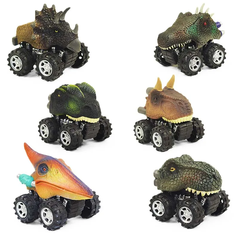 

6 Styles Dinosaur Tyrannosaurus Tatankacephalus Dilophosaurus Triceratops Pterosauria Spinosaurus Model Mini Toys Back Car