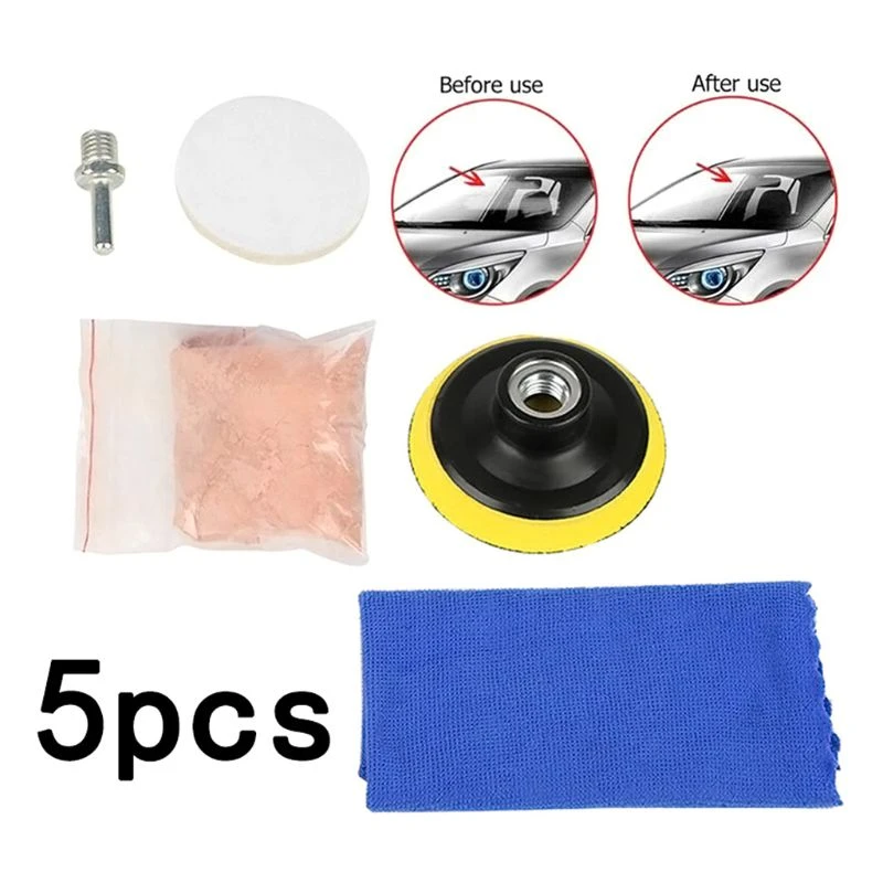5pcs Car Polish Glass Windshield Polishing Kit Scratch Removal Auto Window Glass Polished