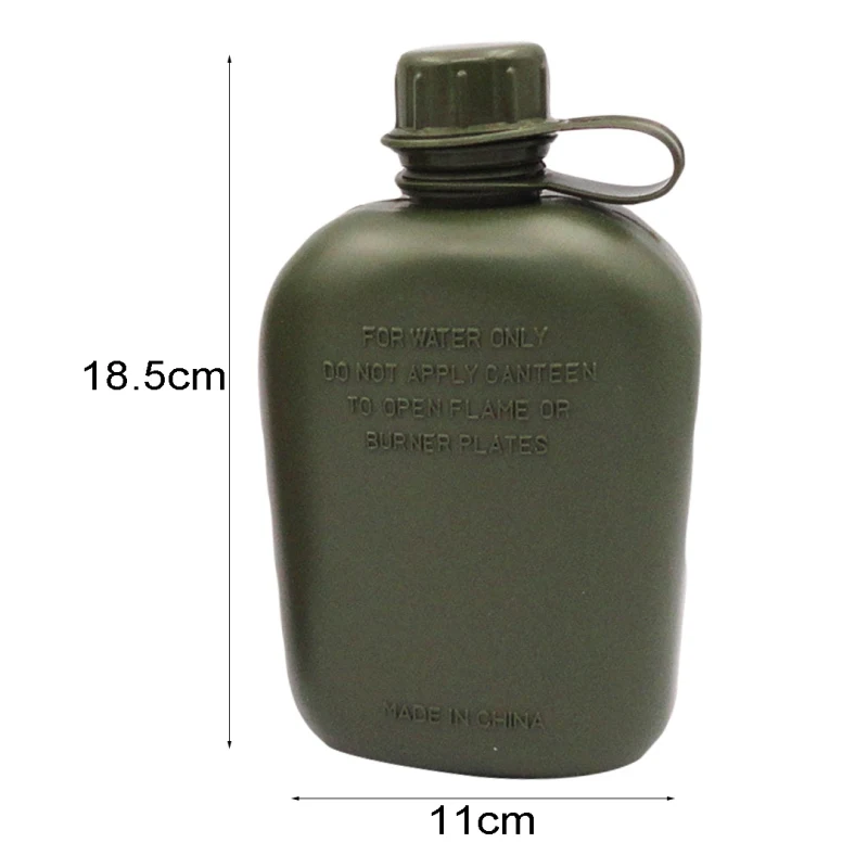 1Л Спортивная Военная охотничья фляга пластиковая походная бутылка для воды чайник с кожаным чехлом
