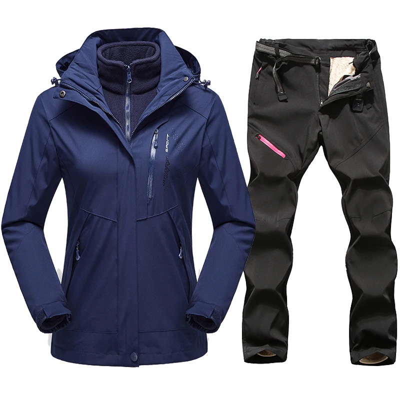 

Winter Ski Suit Women Waterproof Warm Padded Ski Suit Snowboarding Set Women's Skiing Jacket And Snow Ski Fleece Jacket Pants