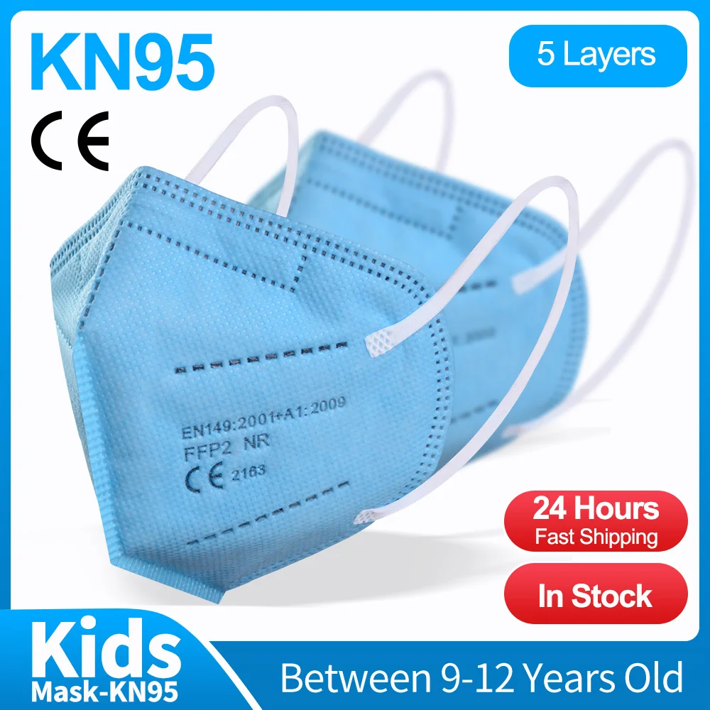 

10-100PCS Blue FFP2 Kids Mask KN95 Mascarillas niños Breathable Protective FPP2 Masques 5 Capas Anti Dust Masks FP2 Mascarillas