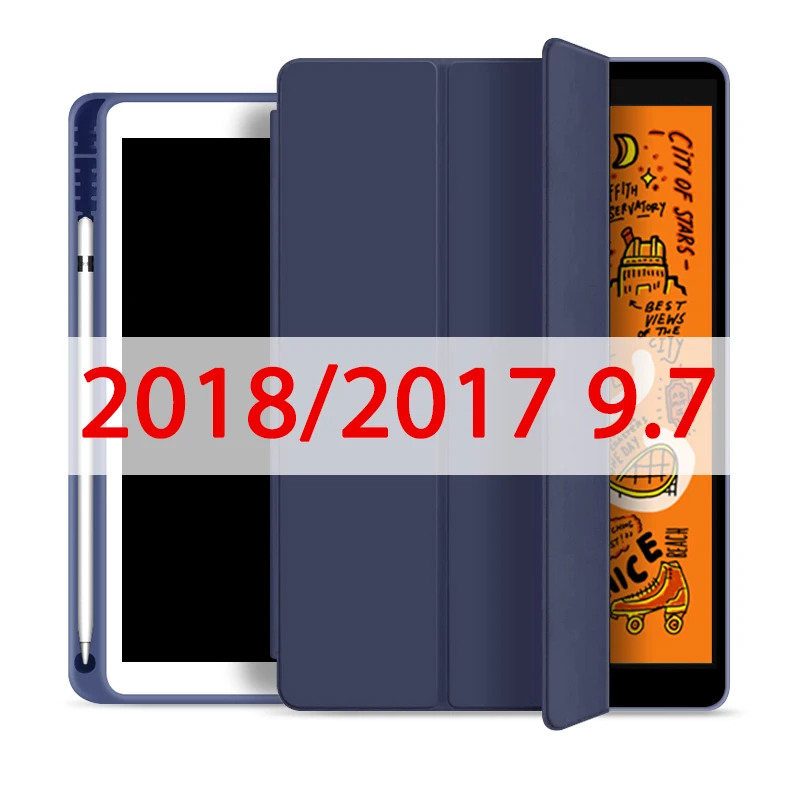 Чехол для Ipad чехол для Ipad Air 10,5 дюймов / Новинка с держателем для карандашей кожаный чехол для IPad MINI 5 Чехол Pro 11 - Цвет: Dark blue 9.7