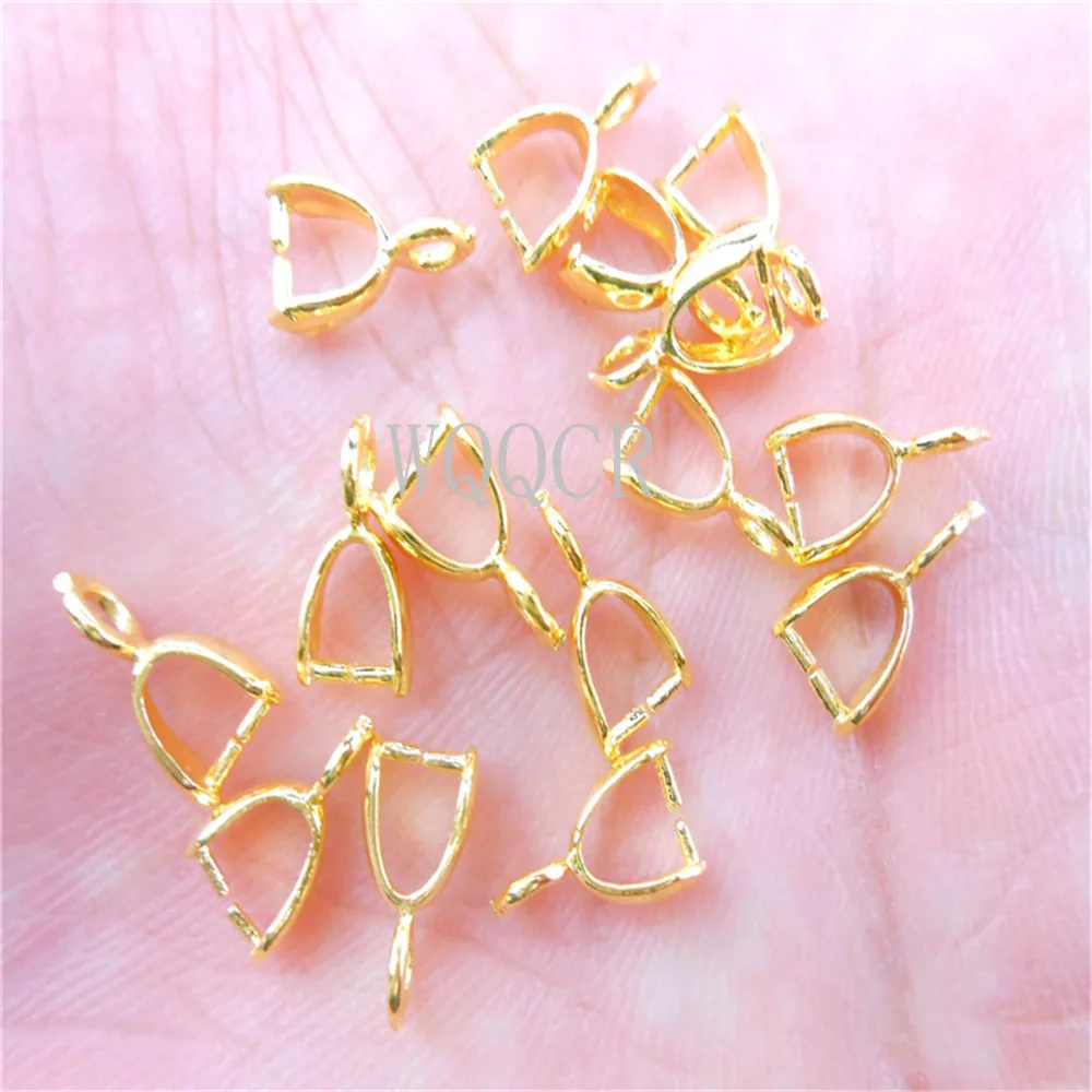 

50PCS/Lot 18K Gold Clasps Pinch Clips Bails Charm Melon Seeds Buckle Pendant DIY Necklace Bracelet Connectors Jewelry Finding