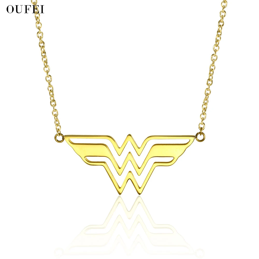 OUFEI Superhero Wonder подвеска с логотипом ожерелье из нержавеющей стали Очаровательное