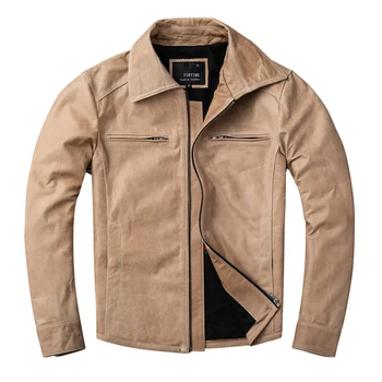 

Casual style,Plus size Pakistani oil wax sheepskin Jackets,men genuine Leather jacket.biker leather coat,sales