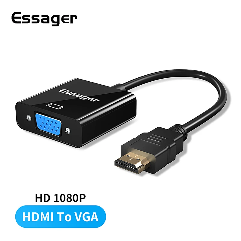 Essager HDMI в VGA адаптер 1080P HDMI штекер в VGA Женский конвертер цифро-аналоговый для ноутбука HDTV Видео Кабель VGA в HDMI