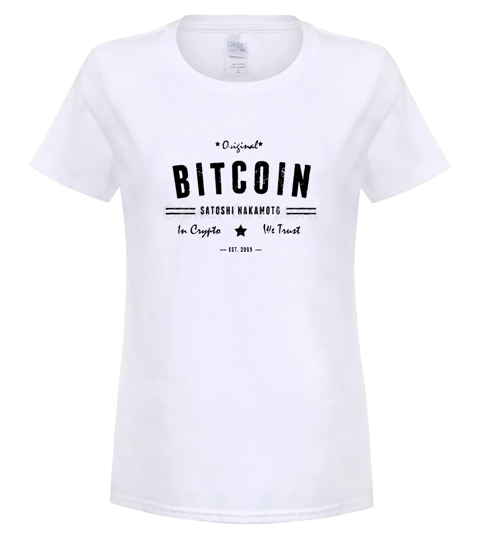 Футболки Короткие Модные мужские Биткойн оригинальные Satoshi крипто логотип Плюс Размер Печать Новая высокая мода уличная футболка с коротким рукавом - Цвет: women white