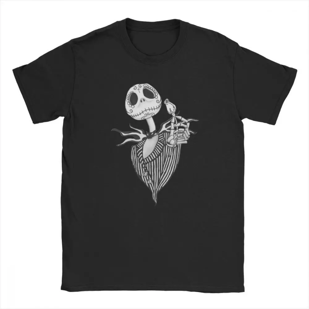 

Tyburn Sugar Skull Jack Skellington Men T Shirt The Nightmare Before Christmas Tees Pumpkin King Hip Hop Halloween Clothing