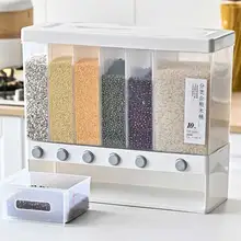 

Wall Mounted Dry Rice Food Container Seperate Kitchen Storage Containers Box for Cereals Grain Automatic Dispenser Kitchen Items