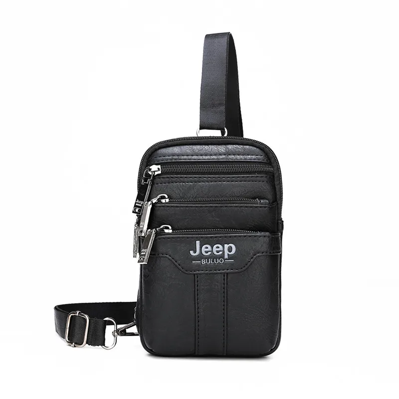 JEEP BULUO многофункциональная маленькая нагрудная сумка на ремне, сумка на талию для мужчин, новая модная повседневная мужская сумка через плечо - Цвет: 577-Black