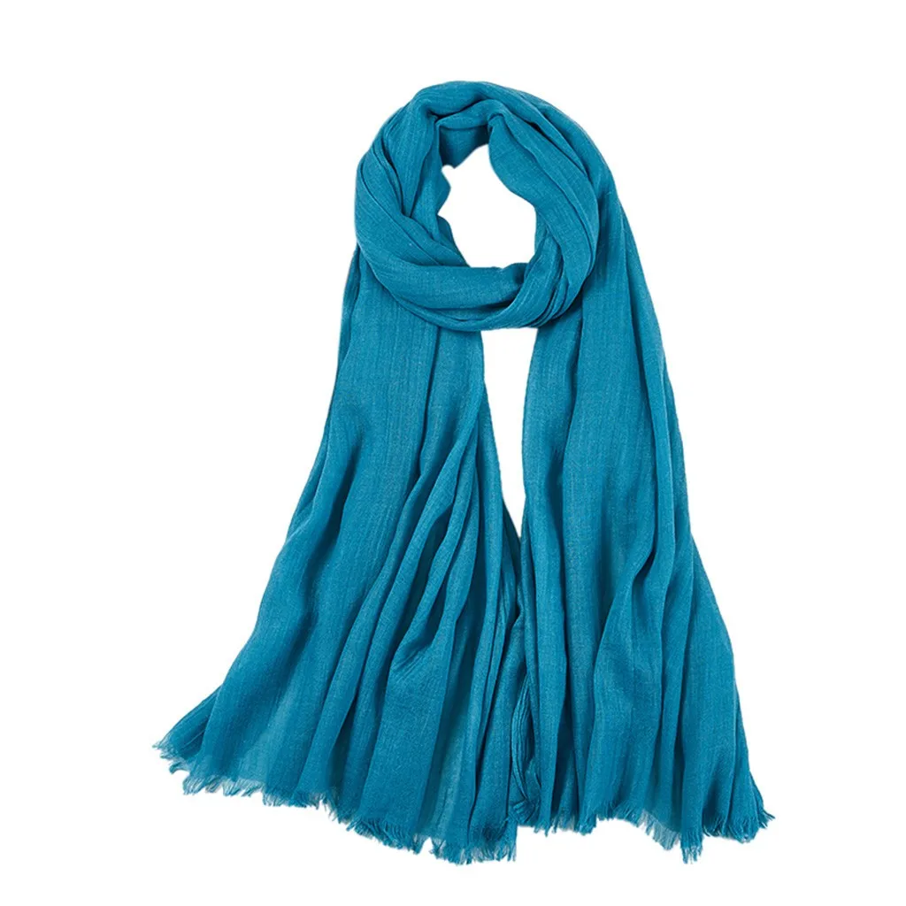 Light Blue Женский сплошной длинный шарф Мусульманский Хиджаб обертывание шаль головной убор шарф#3D02 - Цвет: Light Blue