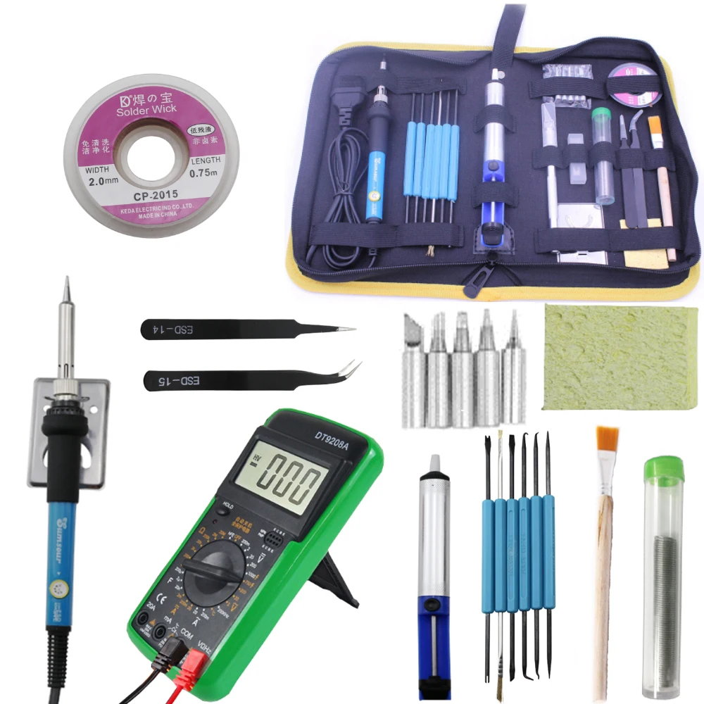 60W Digital Soldering Iron Kit 110V 220V Multimeter Desoldeirng Pump Welding Repair Tool | Инструменты