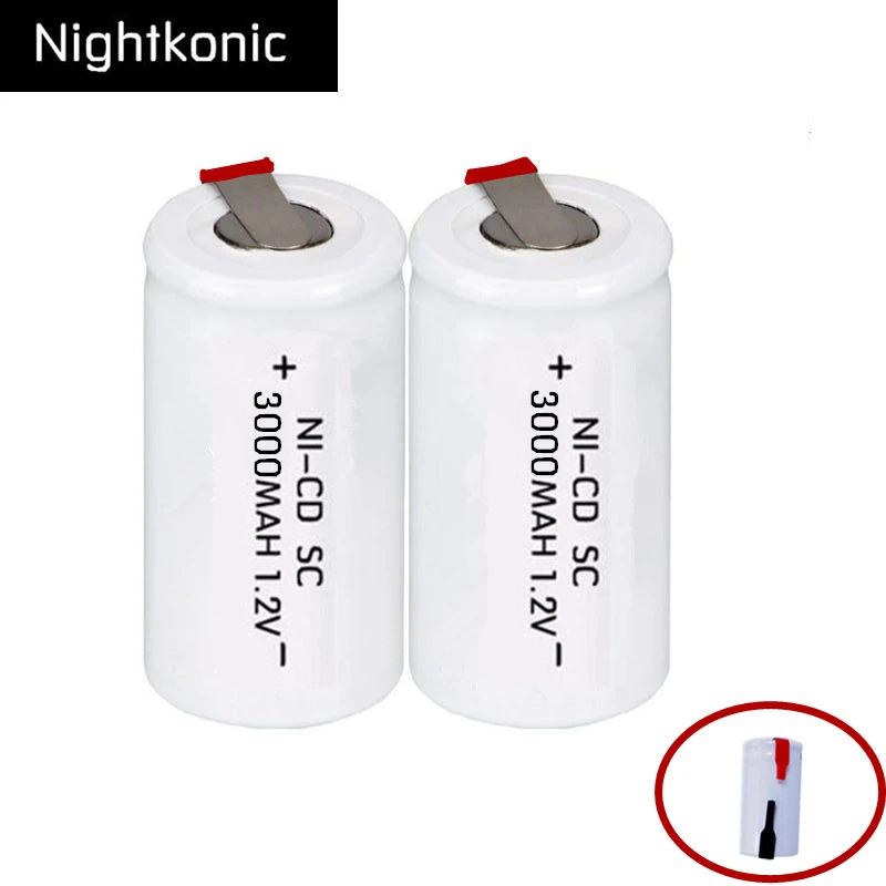 Nightkonic 6 pcs/lot SC battery 3000mAh rechargeable subc replacement 1.2 v with tab | Электроника