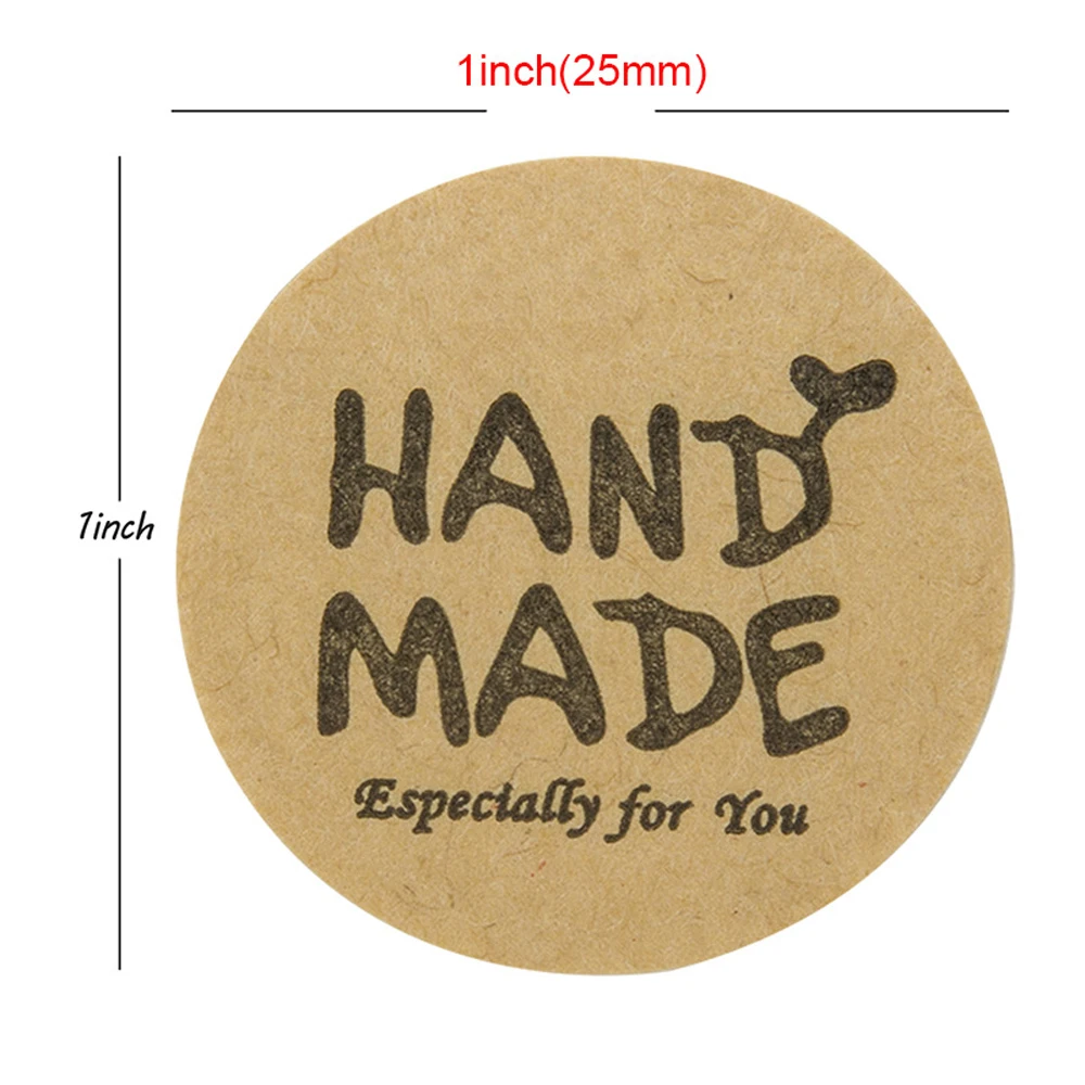 Vintage Kraft Paper Stickers Scrapbook Gift Stationery Label Stickers Handmade With Love Thank You 100-500pcs