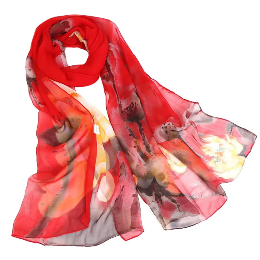 Женский шарф с разноцветным принтом персикового цвета, длинный шифоновый мягкий шарф, женские шали, шарфы, аксессуары для женщин Y3 - Цвет: A1