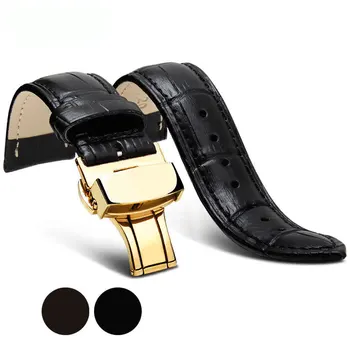 

Universal Genuine Leather Watch Strap with Butterfly Buckle and Steel Buckle, Bracelet and Tool12 14 16 18 20 22 24mm