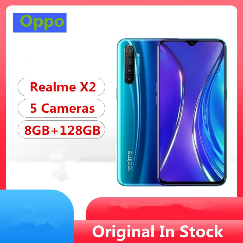 

In Stock Oppo Realme X2 4G LTE Phone Snapdragon 730G Android 9.0 6.4" 3D Glass 64.0MP 5 Cameras 8GB RAM 128GB ROM NFC 4K Video