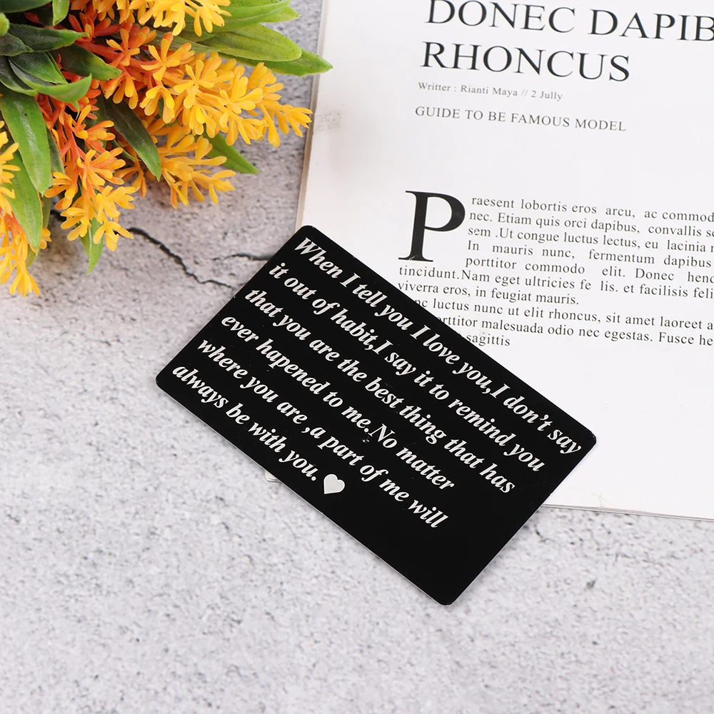 Мини Love Note подарки бойфренда Выгравированные вставки бумажника Перманентная гравировка юбилейные подарки вечерние сувениры подарок для мужчины