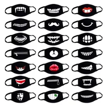 24 Styles Cartoon Black Face Mask Funny Teeth Pattern Adult/Child Cute Anti-Dust Winter Warm Mouth Mask Washable Reusable Masks