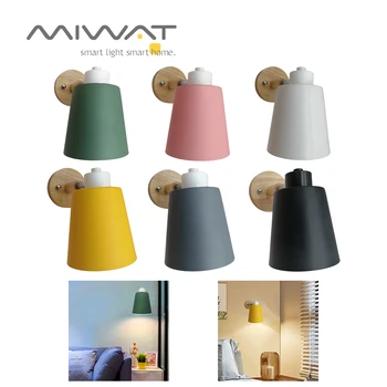 

Nordic Modern Simple Style 6 Color Macaroon Creative Wall Lamp for Bar Cafe Restaurant Home Lighting Wooden Wall Light