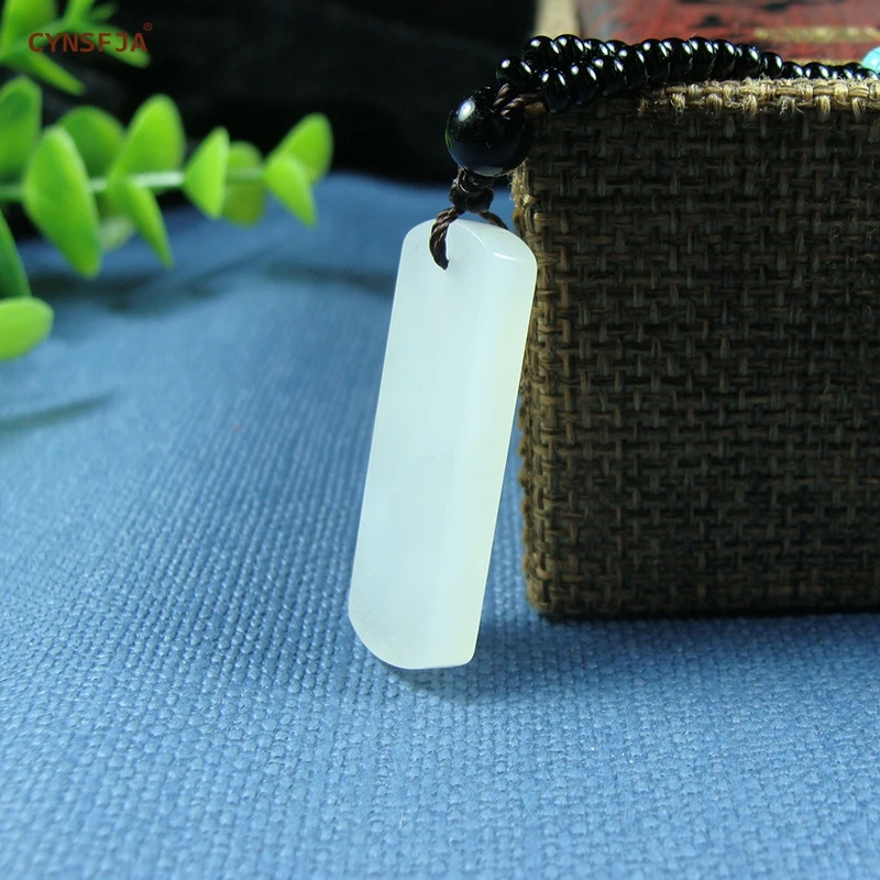 

CYNSFJA Real Rare Certified Natural Chinese Hetian White Jade Lucky Charms Amulet Peace Jade Pendant High Quality Fine Jewelry Best Birthday Gift for Family Friends