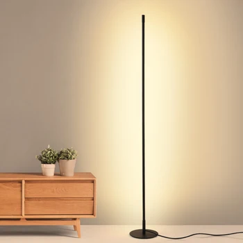 

Nordic Minimalist Black LED Floor Lamp Aluminum Dining Living Room Long Standing Lighting Bedroom Bedside Deco Vertical Fixtures
