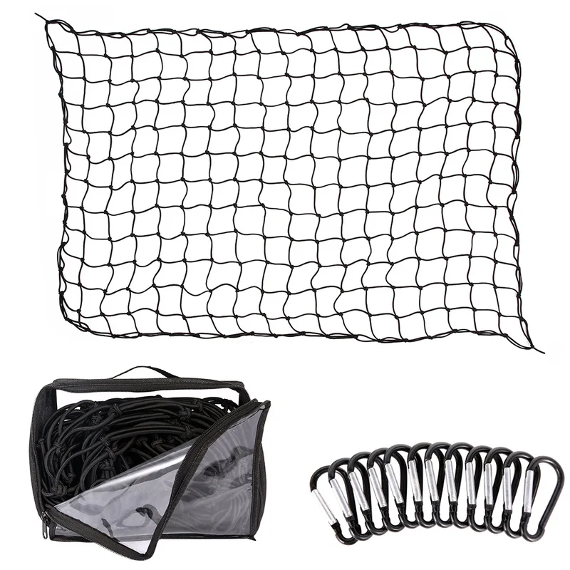 

Universal Car Trunk Luggage Storage Cargo Organizer Nylon Stretchable Elastic AUTO Net with 12 D Clip Carabiners 120x180cm