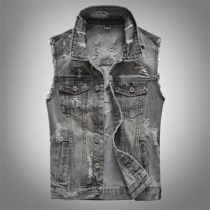 black denim waistcoat mens