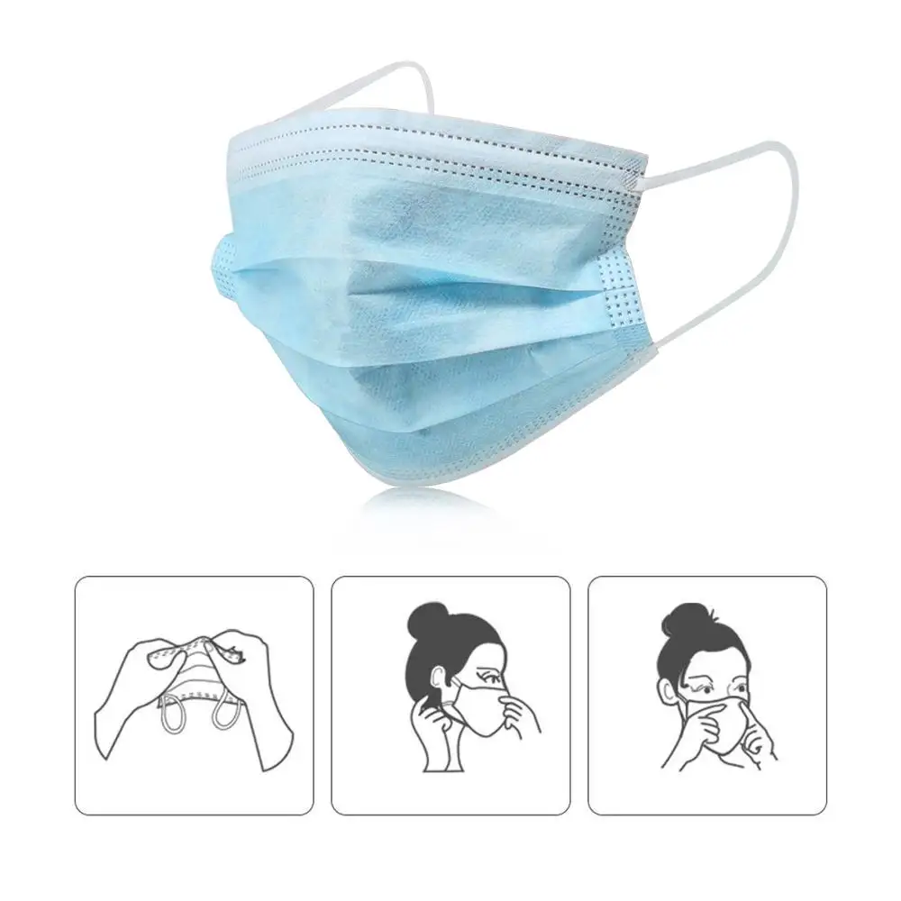 

50 30 20 10 Pcs 3 Layer Disposable Mask Anti Dust Mouth-muffle Anti Fog Antiviral Medical Face Masks Breathable Mouth Cover