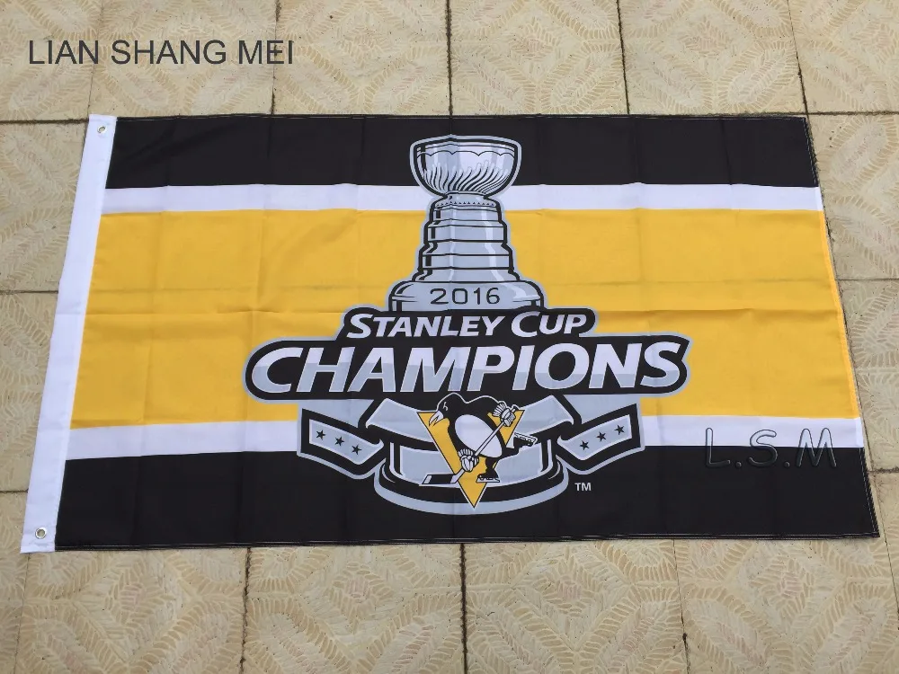 3ft x 5ft 3 x5ft Питтсбург Кубка Стэнли Kampioen с принтов в виде флажков баннер, флаг из полиэстера Размеры 150*90 см