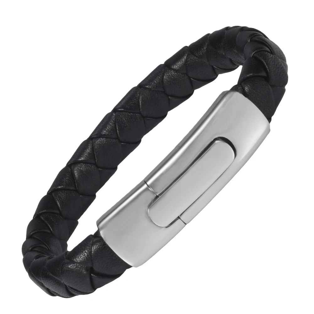 Wollet Jewelry Bio Stainless Steel Silicone Leather Bracelet