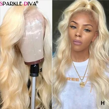 613 медовый блондин парик на кружеве перуанский объемный волнистый парик на кружеве Remy 13*4 бесклеевой прозрачный 613 парик на кружеве человеческих волос