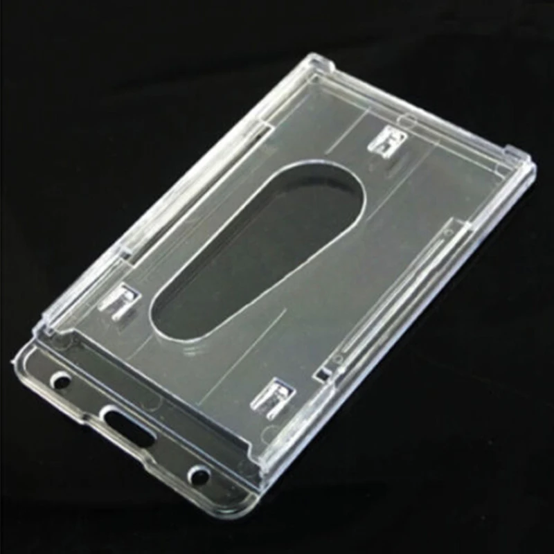 

1 PCS New Clear Vertical Hard Plastic Badge Holder Double Card ID Transparent 10x6cm