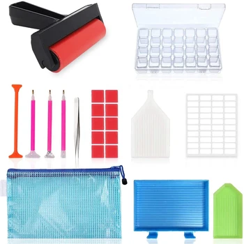 

22Pcs 5D Diamonds Painting Tools and Accessories Kits with Diamond Painting Roller and Diamond Embroidery Box