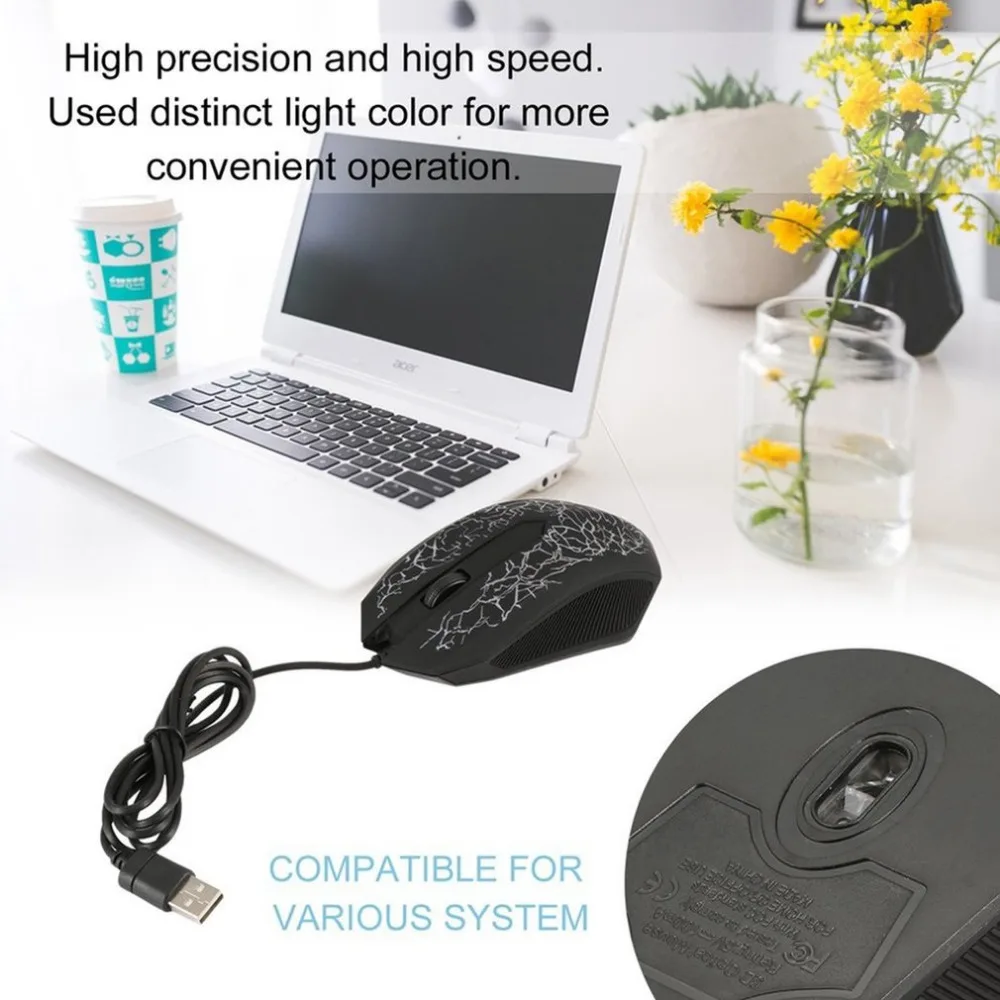 Светодиодный оптический 3 кнопки 3D USB Проводная игровая мышь Pro Gamer компьютерные