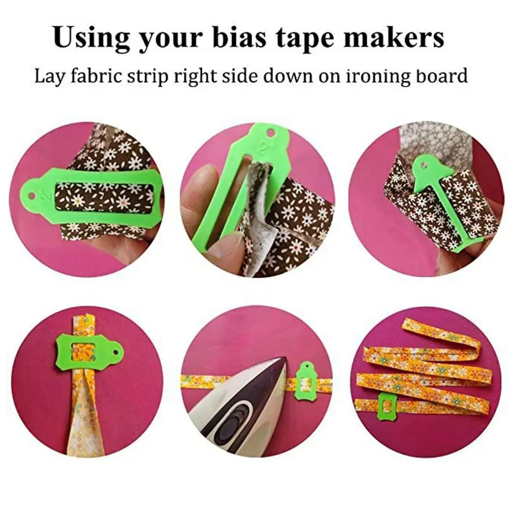 Bias Tape Fabric Maker Kit Set for Sewing Quilting Awl Jelly Roll Sasher Tools