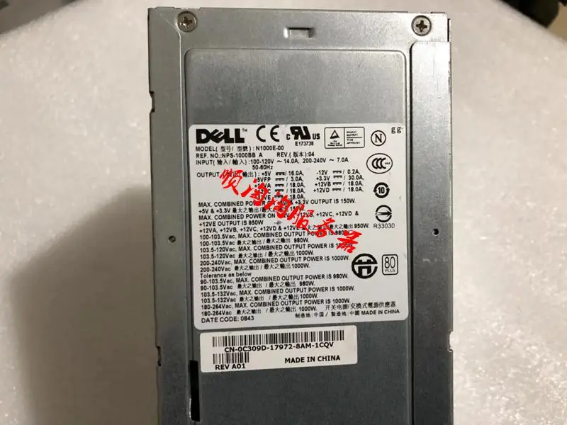 Для Dell T7400 рабочая станция блок питания 1000 Вт блок питания C309D N1000E NPS-1000BB JW124