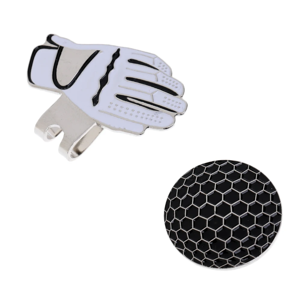 Funny Glove Design Golf Hat Clip with Magnetic Ball Marker Golfer Gift - Цвет: Черный