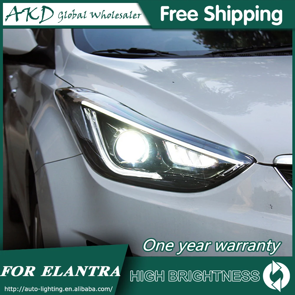

Headlights For Hyundai Elantra 2011-2016 DRL Day Running Light Head Lamp LED Bi Xenon Bulb Fog Lights Tuning Car Accessory