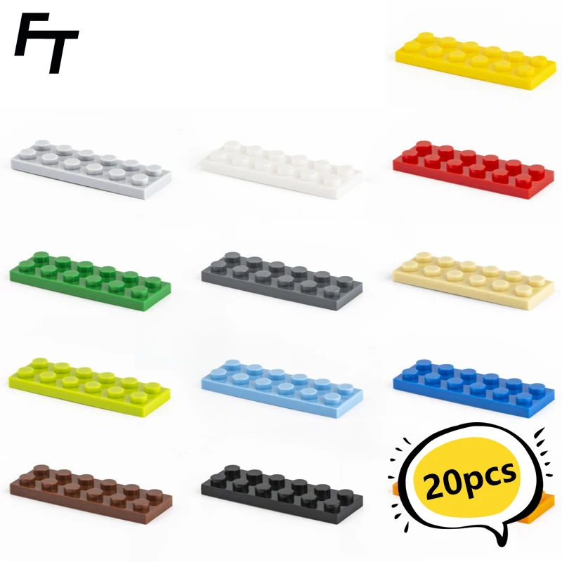 20pcs Bulk Small Particle 3795 MOC Building Block 2x6 Plate Low Brick Flat Accessories Building Block Castle Toys