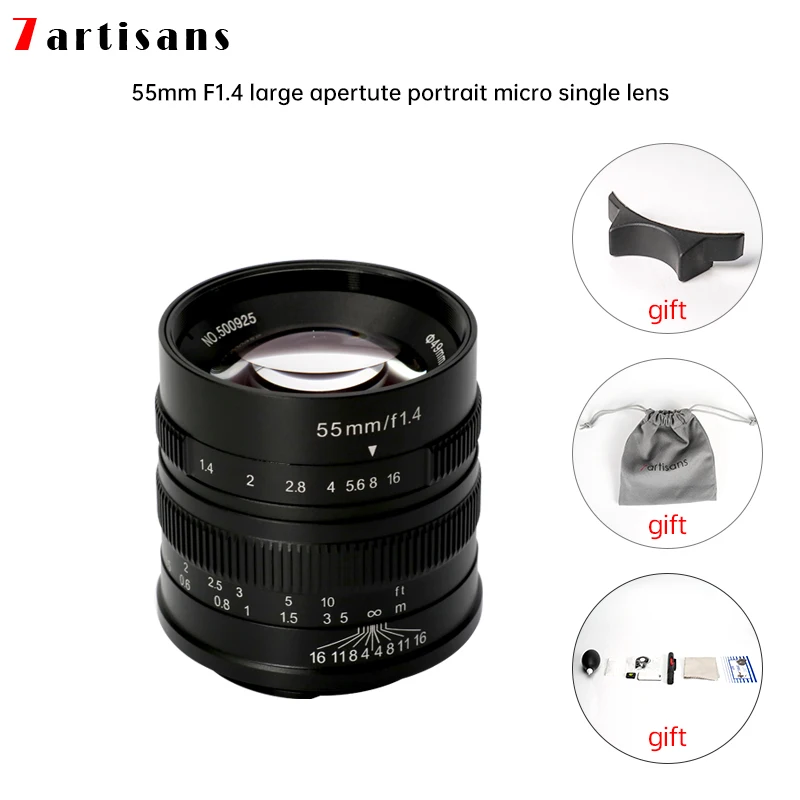 Объектив для фотоаппарата 7artisans 55 мм F1.4 подходит Canon EOS M Fuji|camera lens|lens cameralens for canon |